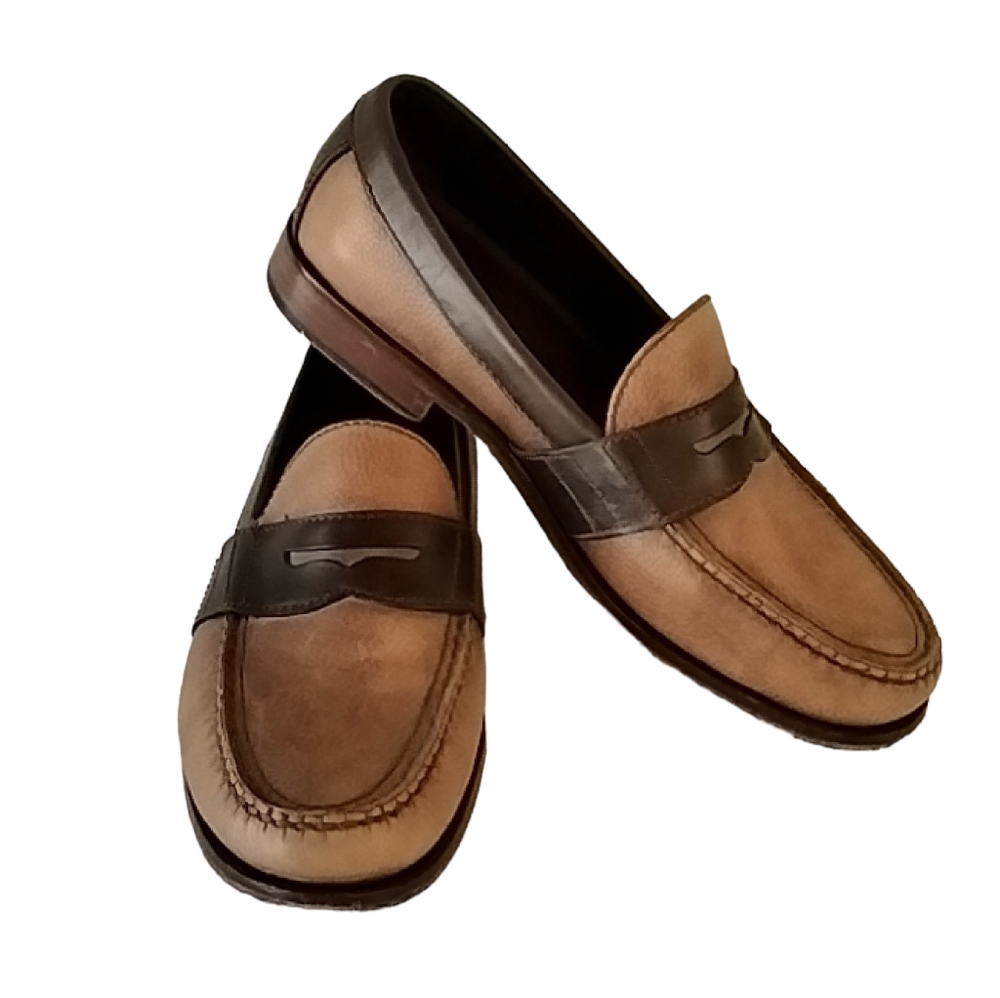 Cole Haan Two-Tone Brown Leather Penny Loafers